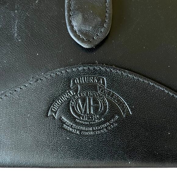 Vintage Ghurka Marley Hodgson MH Logo Black Leather Snap Tab Checkbook Wallet - Picture 3 of 9